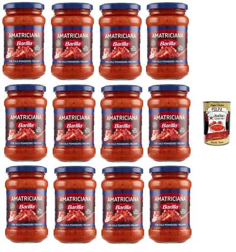 Barilla Chilisaucen 12x Barilla Sugo Amatriciana Tomatensauce mit Speck und Chili Pasta sauce 400g aus italian 8076809525220