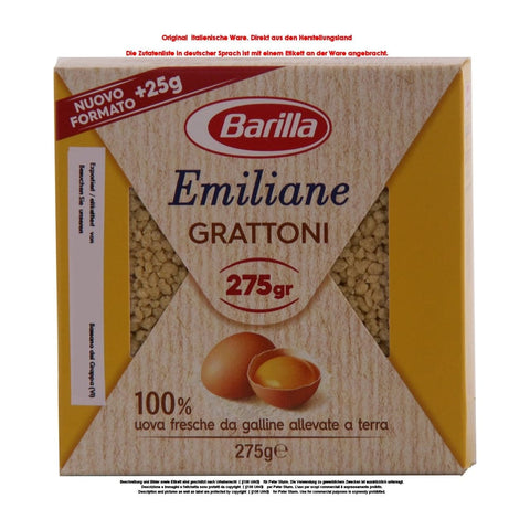 Barilla Emiliane Eiernudeln Barilla Emiliane Grattoni all'Uovo = Eier 19 36% Eierteigwaren 12 x 275g + 3300g italienisch Original 4251516801759