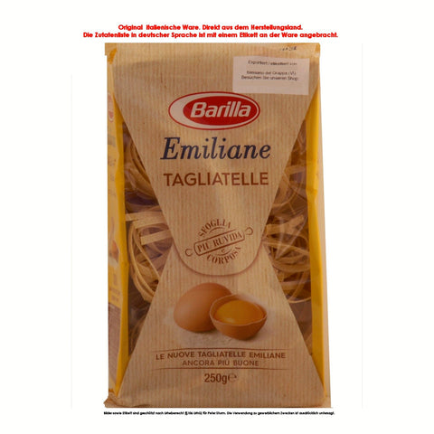 Barilla Emiliane Barilla NR 174 Emiliane Tagliatelle all’Uova, HARTWEIZENGRIESS frische EIER der Klasse A (28 3%) 8x250 g 2000 g italienisch Original Pasta