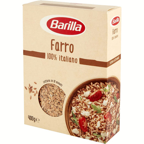 Barilla Farro 100% italienisch Dinkel Lecker, gesund und eine Quelle für Ballaststoffe Mittelmeerküche 400 g Original
