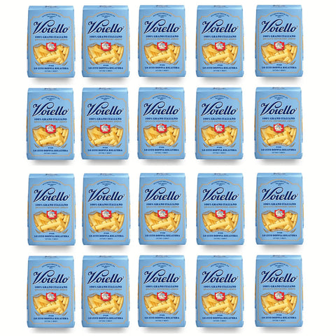 Voiello Lo Zito Doppia Rigatura n°128 Pasta 100% Italienischer Weizen Teigwaren aus Hartweizengrieß Bronze Zeichnung 20x500g Original italienisch