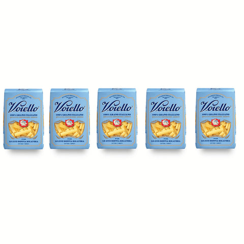 Voiello Lo Zito Doppia Rigatura n°128 Pasta 100% Italienischer Weizen Teigwaren aus Hartweizengrieß Bronze Zeichnung 5x500g Original italienisch