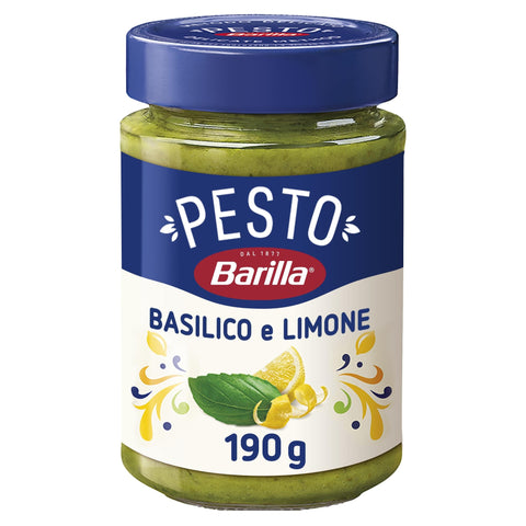 Barilla Gaming-Mäuse Barilla Pesto Basilico e Limone 12x190g | Glutenfreie Italienische Pasta-Sauce mit einer Note von Limone / Zitrone und Basilikum, Nudel-Soße, grünes Pesto 8076809091718