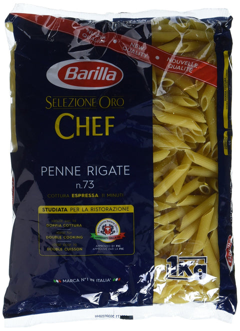 Barilla Gefüllte Pasta Barilla Selezione Oro Chef Penne Rigate n. 73, 3er Pack (3 x 1kg) 8076809528047