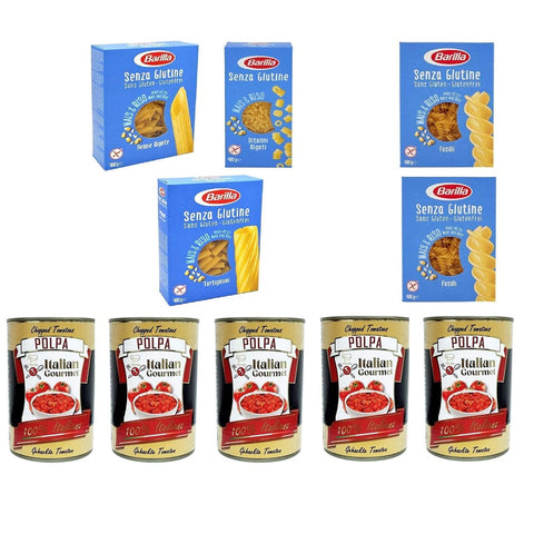 Barilla Gemüse Barilla senza Glutine Glutenfrei pasta nudeln 5 x 400G und Italian Gourmet Polpa di pomodoro Fein gehacktes Tomatenmark 5x 400g TESTPAKET Original italienisch 8076809545471