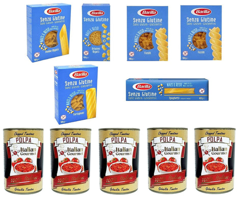 Barilla Gemüse TESTPAKET Barilla senza Glutine Glutenfrei pasta nudeln 6 x 400G und Italian Gourmet Polpa di pomodoro Fein gehacktes Tomatenmark 5x 400g 8076809572736