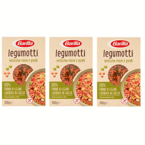 Barilla Legumotti Lenticchie Rosse e Piselli Rote Linsen und Erbsen Reich an Eiweiß und Ballaststoffen Glutenfrei 3x300g Original italienisch Feinkost