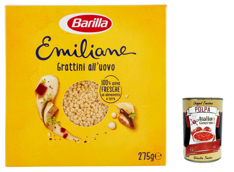 Barilla Internationale Nudeln 10x Barilla Pasta all' Uovo Le Emiliane Grattini, Eiernudeln, Pasta mit Ei 275g + Italian Gourmet polpa 400g 8076809573115