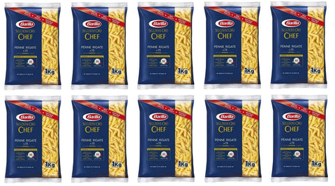 Barilla Internationale Nudeln 10x Barilla Pasta Selezione Oro Chef Penne Rigate n°73 italienisch Nudeln 1kg pack