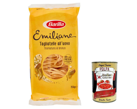 Barilla Internationale Nudeln 10x Pasta all' Uovo Le Emiliane Tagliatelle, Eiernudeln, Pasta mit Ei 250g + Italian Gourmet polpa 400g 8076809514453