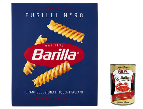 Barilla Internationale Nudeln 20x Pasta Fusilli Nr. 98 italienisch Nudeln 500 g pack + Italian Gourmet polpa 400g 8076802085981
