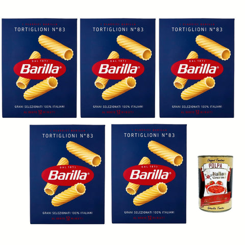 Barilla Tortiglioni n° 83, Pasta 100% italienisch Nudeln aus Hartweizengrieß 500 g Packung Internationale Nudeln Original