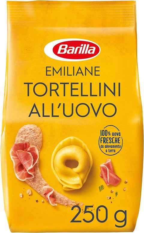 Barilla Internationale Nudeln 6x Barilla Emiliane Tortellini all'uovo mit rohem Schinken Nudeln mit ei 250g 8076809515092