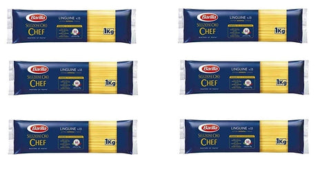 Barilla Internationale Nudeln 6x Barilla Pasta Selezione Oro Chef Linguine n°13 italienisch Nudeln 1kg pack