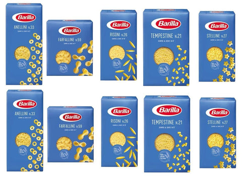 Barilla Internationale Nudeln TESTPAKET Pasta Barilla italienisch (10 x 500g) 5 Arten von Nudeln kleine Nudeln (Risoni-Stelline-Farfalline-Anellini-Tempestine) 8076800315219