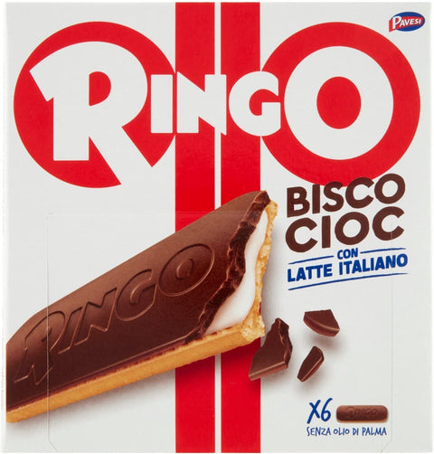 Barilla Kekse 6x Pavesi Kekse Ringo Bisco Cioc Latte schokoriegel mit Milch und Schokolade 162gr 6 snack 8013355501360