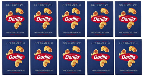 Barilla Kurze Pasta 10x Pasta Barilla Pipe rigate Nr. 91 italienisch Nudeln 500 g pack