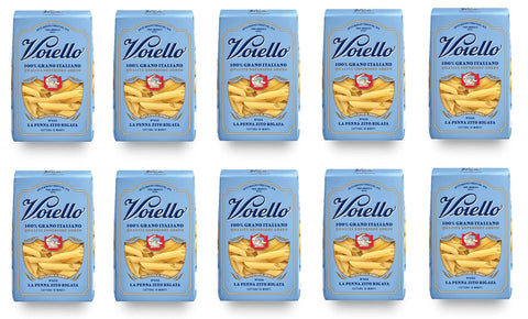 Barilla Kurze Pasta 10x Voiello La Penna Zito Rigata n°155 Pasta 100% Italienischer Weizen 500g Teigwaren aus Hartweizengrieß Bronze-Zeichnung 8076810500575