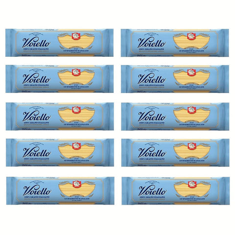 Voiello Lo Spaghetto Scanalato n°107 Pasta 100% Italienischer Weizen Teigwaren aus Hartweizengrieß Bronze Zeichnung 10x500g Original italienisch