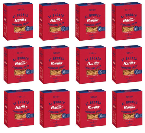 Barilla Kurze Pasta 12x Barilla Fusilli al Bronzo Bronze Gezogene Pasta 400g Rohe Verarbeitungsmethode 8076809580939