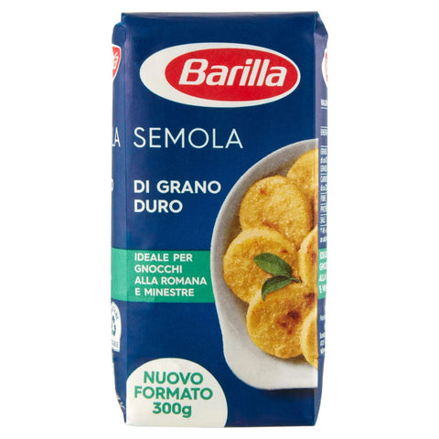Barilla Kurze Pasta 12x Barilla Semola di Grano Duro Hartweizengrieß, Ideal für Gnocchi und Suppen nach römischer Art, 300 g 8076809581998