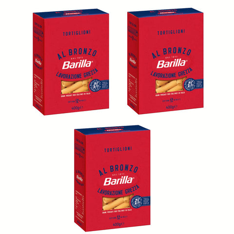 Barilla Tortiglioni al Bronzo Bronze Gezogene Pasta 400 g Rohe Verarbeitungsmethode Kurze Pasta italienisch Original