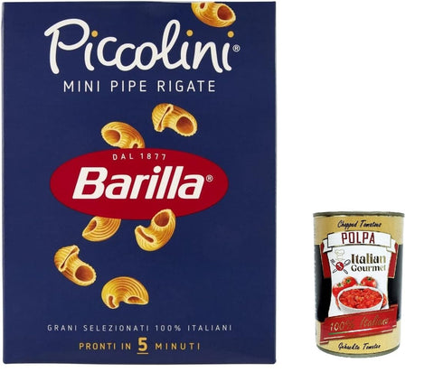 Barilla Kurze Pasta 5x Pasta Barilla Mini Pipe rigate, 100% italienisch Nudeln 500 g pack + Italian Gourmet polpa 400g 8076809525763