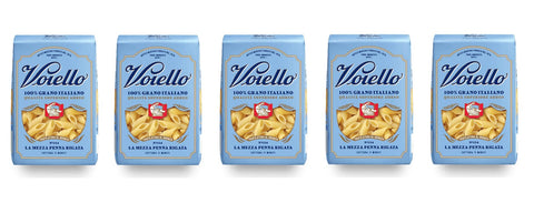 Barilla Kurze Pasta 5x Voiello La Mezza Penna Rigata n°154 Pasta 100% Italienischer Weizen 500g Teigwaren aus Hartweizengrieß Bronze-Zeichnung 8076810500568