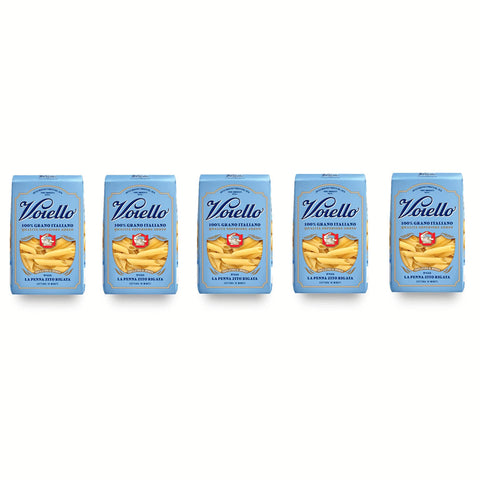 Voiello La Penna Zito Rigata n°155 Pasta 100% Italienischer Weizen Teigwaren aus Hartweizengrieß Bronze Zeichnung 5x500g Original italienisch
