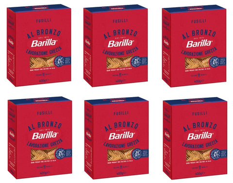 Barilla Kurze Pasta 6x Barilla Fusilli al Bronzo Bronze Gezogene Pasta 400g Rohe Verarbeitungsmethode 8076809580939