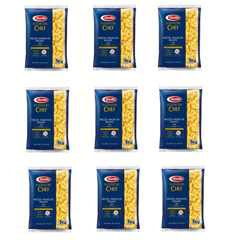 Barilla Pasta Selezione Oro Chef Mezze Maniche Rigate n° 84 Italienische Kurze Pasta Packung 9x1kg Original italienisch