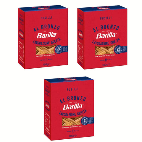 Barilla Kurze Pasta Barilla Fusilli al Bronzo Bronze Gezogene Pasta 400 g Rohe Verarbeitungsmethode Kurze Pasta italienisch Original 8076809580939