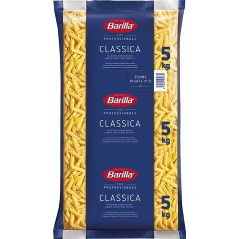 Barilla Kurze Pasta Barilla Hartweizen Pasta Penne Rigate n. 73 – 1er Pack (1x5 kg) Kurze Pasta italienisch Original 4051379062683