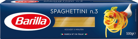 Barilla Kurze Pasta Barilla Hartweizen Pasta Spaghettini n. 3, 24er Pack (24 x 500 g) 8076809075589