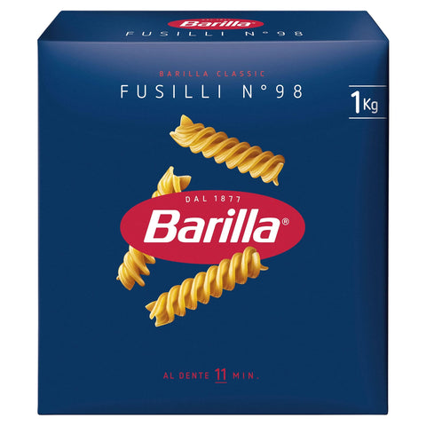 Barilla Kurze Pasta Barilla Pasta Klassische Fusilli n.98 aus hochwertigem Hartweizen immer al dente , 12er Pack, (12 x 1 kg) 8076809040341