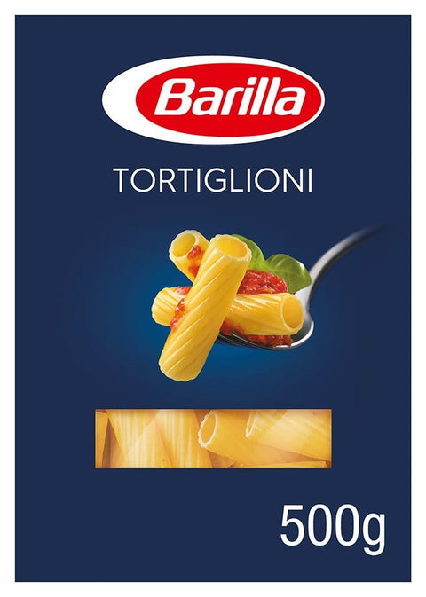 Barilla Kurze Pasta Barilla Pasta Klassische Tortiglioni n.83 aus hochwertigem Hartweizen immer al dente, 12 x 500 g 8076809047906
