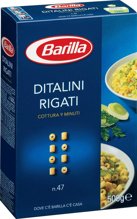 Barilla Kurze Pasta Barilla Pasta Nudeln Ditalini Rigati n. 47, 24er Pack (24 x 500 g)