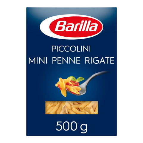 Barilla Kurze Pasta Barilla Pasta Piccolini Mini Penne Rigate aus hochwertigem Hartweizen mit einer Kochzeit von nur 6 Minuten, 8 x 500g 8076809521628
