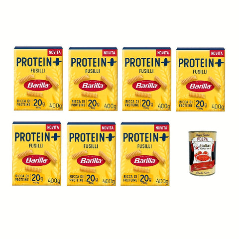 Barilla Protein Fusilli Pasta reich an pflanzlichem Protein 7x400 g 400 g italienisch Original + kostenlos polpa 400 g
