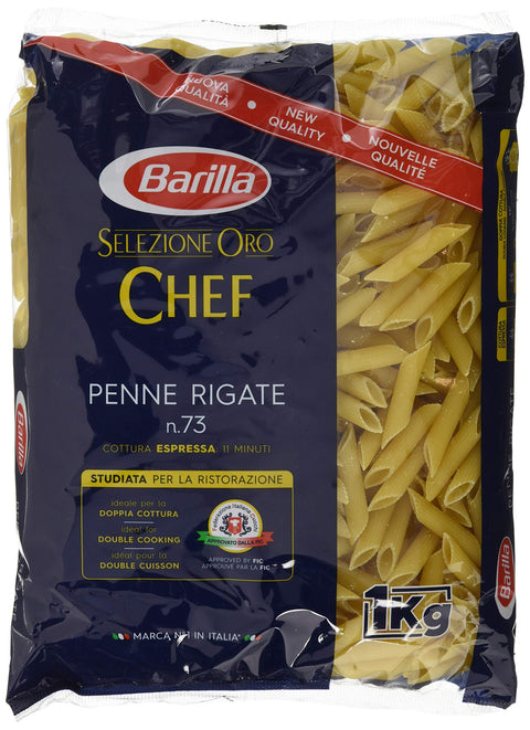 Barilla Kurze Pasta Barilla Selezione Oro Chef Penne Rigate n. 73, 9er Pack (9 x 1 kg) 8076809027519