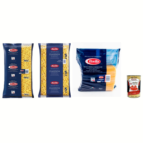 Barilla Testpaket 3x 5 kg Pasta Fusilli Spaghetti Penne rigate Ristorante italienisch Nudeln 5 kg pack Original