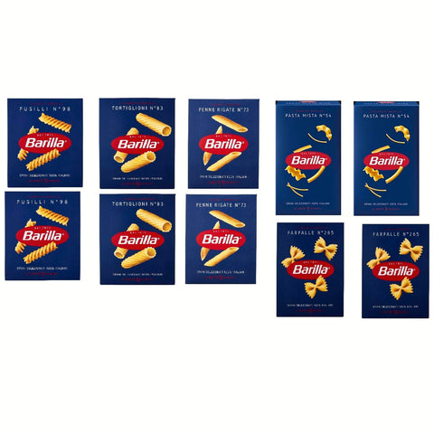 Barilla Pasta italienisch (10 x 500g) 5 Arten von Nudeln kurze Nudeln (Fusilli-Tortiglioni-Penne Rigate-P.Mista-Farfalle) TESTPAKET Original italienisch