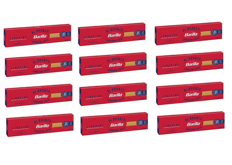 Barilla Längliche Pasta 12x Barilla Linguine al Bronzo Bronze Gezogene Pasta 400g Rohe Verarbeitungsmethode 8076809580908