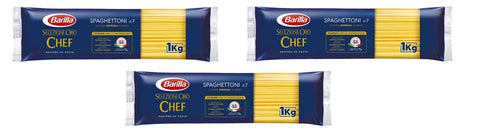Barilla Längliche Pasta 3x Barilla Pasta Selezione Oro Chef Spaghettoni n° 7 Italienische lange Pasta Längliche Pasta 1Kg Packung