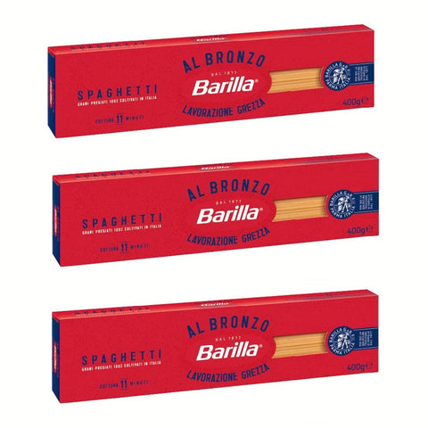 Barilla Spaghetti al Bronzo Bronze Gezogene Pasta Rohe Verarbeitungsmethode 3x400g Original italienisch