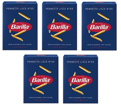 Barilla Längliche Pasta 5x Pasta Barilla Pennette Lisce Nr. 69 Italienisch Nudeln 500g Pack 8076802085691