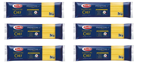 Barilla Längliche Pasta 6x Barilla Pasta Selezione Oro Chef Spaghettoni n° 7 Italienische lange Pasta Längliche Pasta 1Kg Packung 8076809527958