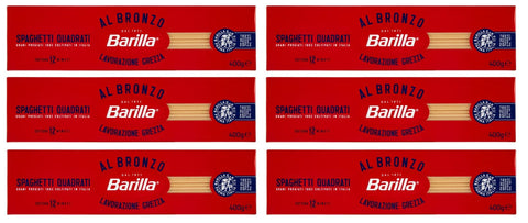 Barilla Längliche Pasta 6x Barilla Spaghetti Quadrati al Bronzo Bronze Gezogene Pasta 400g Rohe Verarbeitungsmethode 8076809580892