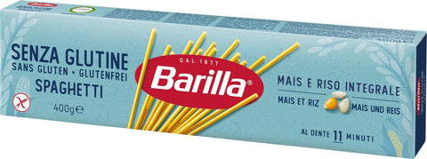 Barilla Längliche Pasta Barilla Pasta Nudeln Glutenfreie Spaghetti aus köstlichem Mais und Reis – perfekt für Menschen mit Zöliakie oder Glutenunverträglichkeit, (12 x 400 g) 8076809029278