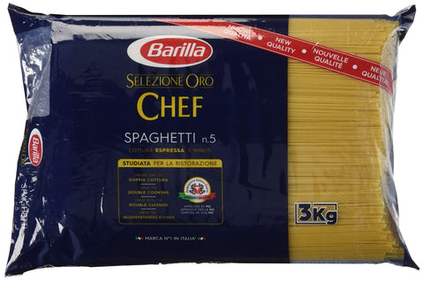 Barilla Längliche Pasta Barilla Selezione Oro Chef Spaghetti n. 5, 4er Pack (4 x 3 kg) 8076809065955